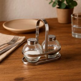 Set Salero Pimentero Versa - Cristal y Metal (2 Unidades) Set Salero Pimentero Versa - Cristal y Metal (2 Unidades)