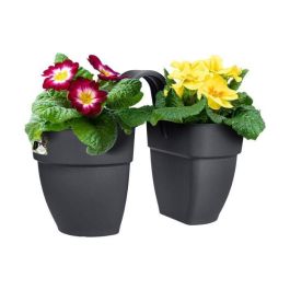 ELHO - Maceta - Vibia Campana Flower Twin 21 - Antracita - Balcón exterior - L 38,4 x An 20,5 x Al 26,5 cm ELHO - Maceta - Vibia Campana Flower Twin 21 - Antracita - Balcón exterior - L 38,4 x An 20,5 x Al 26,5 cm