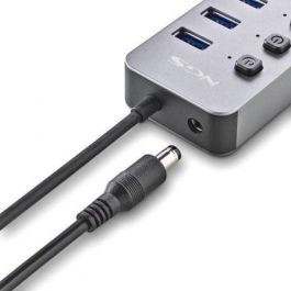 NGS IHUB10 Hub USB 3.0 de 10 Puertos con Interruptores Individuales, Alimentado, Carga Rápida y 5Gbps para PC/MAC