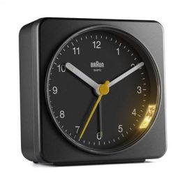 Braun BC-03-B Reloj Despertador Clásico Analógico Negro con Movimiento Silencioso y Agujas Luminosas