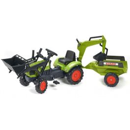 Falk Retroexcavadora de pedal CLAAS Arion 410, pala frontal, excavadora, remolque caja abierta, volante con bocina, para niños desde 2 años Falk Retroexcavadora de pedal CLAAS Arion 410, pala frontal, excavadora, remolque caja abierta, volante con bocina, para niños desde 2 años
