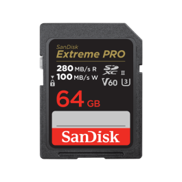 SanDisk SDSDXEP-064G-GN4IN Tarjeta de Memoria SDXC 64GB V60 UHS-II Clase 10, 280MB/s Lectura, 100MB/s Escritura