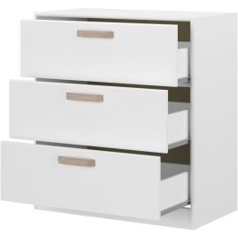 Cómoda DREAM de 3 cajones - Tablero de partículas - Decoración blanca - L79,7 x H87,8 x P43,8 cm