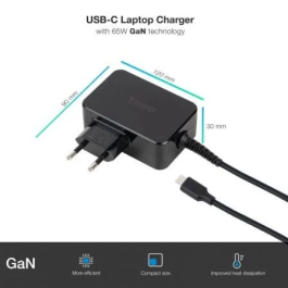 CARGADOR TOOQ 65W USB-C PD 1.8M PARA PORTATIL NEGRO
