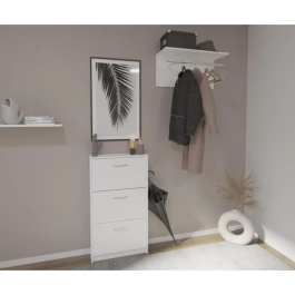 FMD Zapatero FMD4029494118028 Decoración Blanca 3 Solapas 6 Pares L58.5 x H104.5 x P17 cm Hecho en Alemania