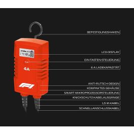 Formula 1 F110793 Cargador de batería inteligente 6V/12V para Plomo-Ácido y Litio con Diagnóstico, Rescate y Mantenimiento IP65 Formula 1 F110793 Cargador de batería inteligente 6V/12V para Plomo-Ácido y Litio con Diagnóstico, Rescate y Mantenimiento IP65