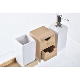 Baño Scandi DKD Home Decor Natural Blanco 6.8 x 17 x 20.5 cm Set de 4