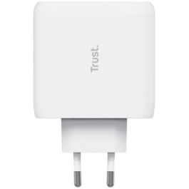 Trust 25381 Cargador de Pared Maxo 65W con 2 Puertos USB-C y USB PD 3.0, carga rápida simultánea para Portátil, Tablet y Móvil