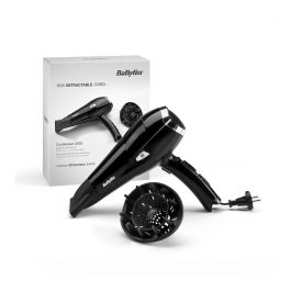 Babyliss Secador de pelo negro 2000W con cable retráctil y función iónica