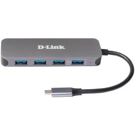 D-Link DUB-2340 Hub USB-C a 4 Puertos USB 3.0 con 60W Power Delivery Gris