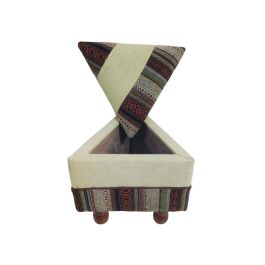 DKD Home Decor Reposapiés Alpino Algodón y Mango Multicolor 40 x 45 x 40 cm con Tapa - Colección Afrkn