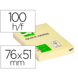 Q-connect Bloc de notas adhesivas quita y pon 51x76 mm, Amarillo, 100 hojas Precio: 6.50000021. SKU: B13KR2S4M6