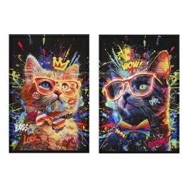 DKD Home Decor Cuadro de Lienzo Loft con LED y Gato Multicolor Negro 93x63x3 cm (2 Unidades) Precio: 133.79000008. SKU: B1EE2H6ZPQ