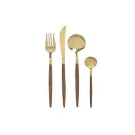 Cuberteria Glam DKD Home Decor Dorado Natural 2.4 x 21 x 3 cm Set de 16