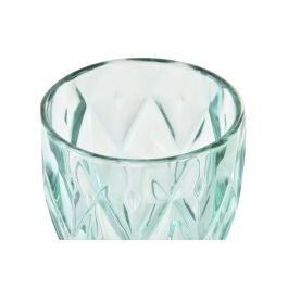 DKD Home Decor Copa Cristal Turquesa Grabado 325ml Colección Diamond Garbo 1 (6 Unidades) 17cm Alto Apto Lavavajillas