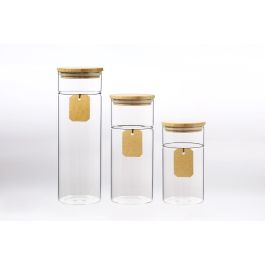 Bote Basicos DKD Home Decor Transparente Natural 9 x 27 x 9 cm Set de 3