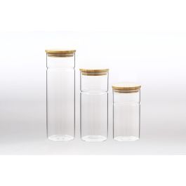 Bote Basicos DKD Home Decor Transparente Natural 9 x 27 x 9 cm Set de 3