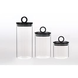 Bote Basicos DKD Home Decor Transparente Negro 9 x 24 x 9 cm Set de 3