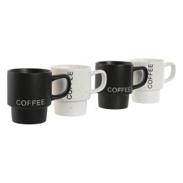 Cafe Loft DKD Home Decor Blanco Negro 7 x 8 x 9.5 cm Set de 4