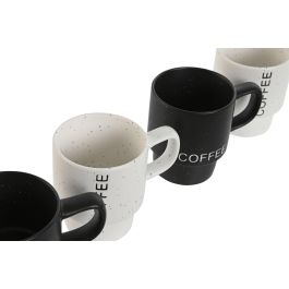 Cafe Loft DKD Home Decor Blanco Negro 7 x 8 x 9.5 cm Set de 4