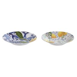 Plato Mediterraneo DKD Home Decor Azul Amarillo 23 x 3.6 x 23 cm (6 Unidades)