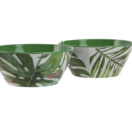 Bol Tropical DKD Home Decor Verde Blanco 13 x 5.3 x 13 cm (6 Unidades)