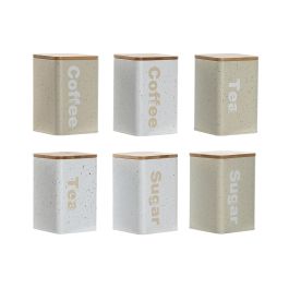 Bote Basicos DKD Home Decor Beige Gris 10 x 14.5 x 10 cm (6 Unidades)