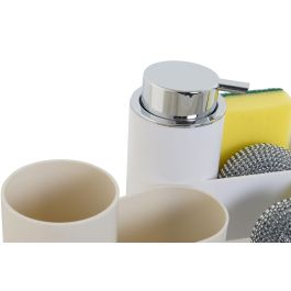 DKD Home Decor Dosificador Basicos para Estropajo Beige Blanco 7.5 x 15 x 17 cm (2 Unidades)