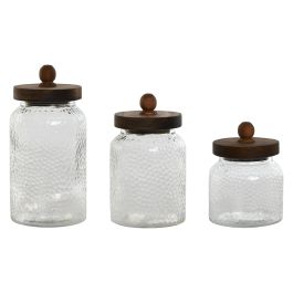 Bote Basicos DKD Home Decor Transparente Natural 11 x 22.4 x 11 cm Set de 3