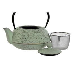 Tetera Oriental DKD Home Decor Verde Menta Negro 15.2 x 15.7 x 17.9 cm