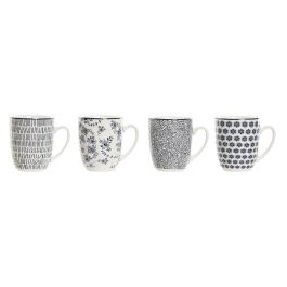 Mug Shabby DKD Home Decor Azul Blanco 9 x 10.5 x 12 cm Set de 4