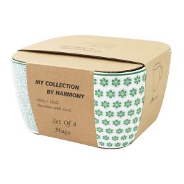 Mug Shabby DKD Home Decor Verde Blanco 9 x 10.5 x 12 cm Set de 4