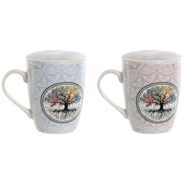 Mug Infusiones Indio DKD Home Decor Azul Rosa 6 x 10.5 x 8.3 cm (2 Unidades)