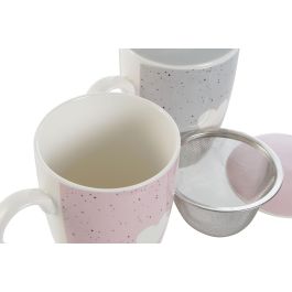 Mug Infusiones Scandi DKD Home Decor Rosa Gris 6 x 10.5 x 8.3 cm (2 Unidades)