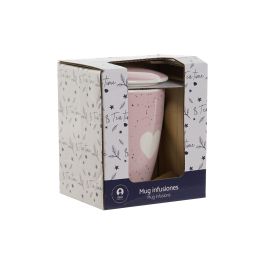 Mug Infusiones Scandi DKD Home Decor Rosa Gris 6 x 10.5 x 8.3 cm (2 Unidades)