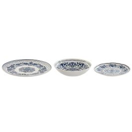 Vajilla Arabe DKD Home Decor Azul Blanco 27 x 2 x 27 cm Set de 18