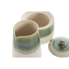 Azucarero Oriental DKD Home Decor Verde Blanco 9 x 8.4 x 9 cm Set de 2