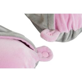 DKD Home Decor Cojín de Viaje Rosa Gris Claro Poliester 10 x 32 x 30 cm 4 Unidades