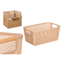 Kipit Cesta de Plástico con Asa de Bambú Beige 36x22 cm (Set de 24) Precio: 60.88999994. SKU: B15WQVQBQP
