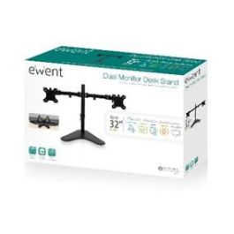 Ewent EW1536 Soporte para Mesa de 2 Monitores hasta 32 Pulgadas, VESA 75x75/100x100, Ajustable en Altura, Inclinación, Rotación y Giro, Ergonomico