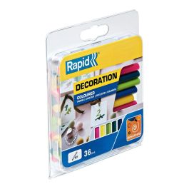 Rapid 5001426 Barras de Cola Termofusible para Decoración Ø7 x 90 mm Colores Mixtos Blister 36 uds