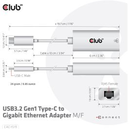 Club3D Adaptador USB 3.2 Tipo C a RJ45 Gigabit LAN St/Bu