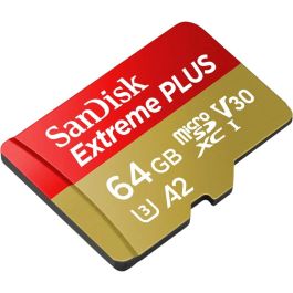 Sandisk SDSQXBU-064G-GN6MA Tarjeta Memoria MicroSDXC Extreme PLUS 64GB Clase 10 UHS-I U3 V30 A2 con Adaptador SD