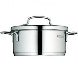 WMF 0714766040 Mini Olla/Cazuela de Acero Inoxidable 0.9 L con Tapa Metálica para Inducción y Gas, 14 cm