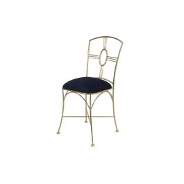 DKD Home Decor Silla Dorado y Azul de Latón y Poliéster, 42x88.5x45 cm, Altura Asiento 53 cm