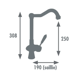 Edouard Rousseau Grifo de Cocina Mezclador Retro Cromo Sin Ducha de Mano Cartucho Cerámica Ø35mm Cuerpo Latón Caño Móvil Acero Inoxidable F 3/8