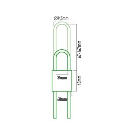 Edm Candado de latón arco regulable 60mm apertura 67-167mm con 2 llaves (silca var4 - jma -3d)