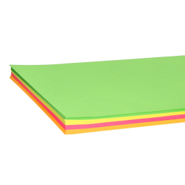 Liderpapel Papel Color DIN A4 75 gr Neón, 4 Colores Surtidos, Paquete 100 Hojas