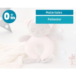 KioKids Sonajero Peluche Gatito Rosa para Bebés +3 Meses | Juguete Suave y Blandito para Desarrollo Sensorial y Auditivo