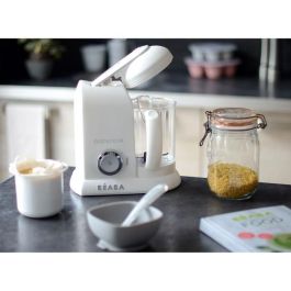 BEABA Babycook Solo Robot 4 en 1 Al vapor, Mezclado, Descongelado, Recalentado XL Capacidad Blanco y Plata